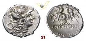 SERVILIA - C. Servilius M.f. (136 a.C.) Denario. B. 1 Syd. 525 Cr. 239/1 A.V. 557 Ag g 3,95 q.SPL