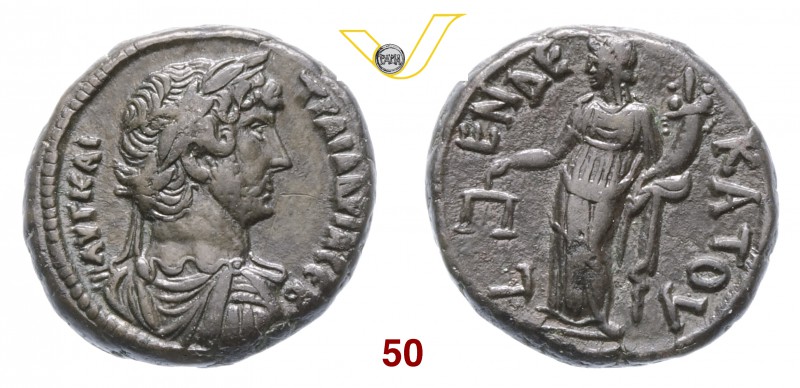 ADRIANO (117-138) Tetradramma, Alessandria. D/ Busto laureato, drappeggiato e co...