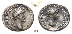 ANTONINO PIO (138-161) Denario. D/ Testa di A. Pio R/ Busto drappeggiato di M. Aurelio. Coh. 4 RIC 411b Ag g 3,20 q.BB