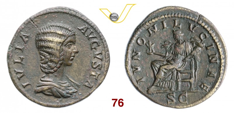 GIULIA DOMNA (moglie di Settimio Severo, † 217) Sesterzio. D/ Busto drappeggiato...
