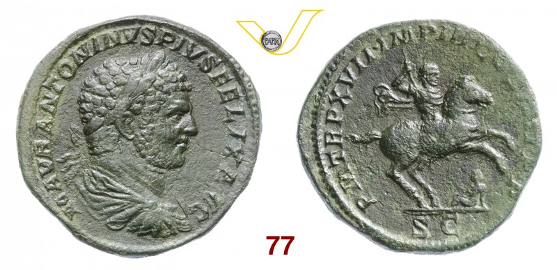 CARACALLA (198-217) Sesterzio. D/ Busto laureato, drappeggiato e corazzato R/ Ca...