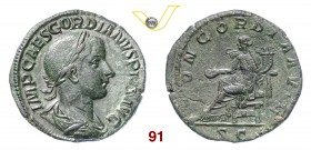 GORDIANO III PIO (238-244) Sesterzio. D/ Busto laureato, drappeggiato e corazzato R/ La Concordia seduta con patera e doppia cornucopia. Coh. 54 RIC 2...