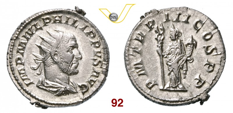 FILIPPO I L'ARABO (244-249) Antoniniano. D/ Busto radiato e corazzato R/ La Feli...