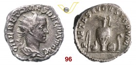 ERENNIO ETRUSCO, Cesare (250-251) Antoniniano. D/ Busto radiato, drappeggiato e corazzato R/ Strumenti pontificali. RIC 143 Ag g 3,93 buon BB