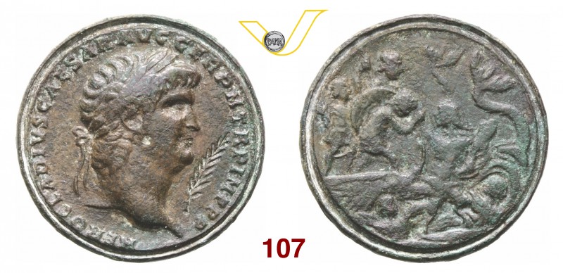 CONTORNIATI (IV-V Sec. d.C.) D/ Testa laureata di Nerone; davanti un ramo di pal...