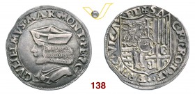 CASALE GUGLIELMO II PALEOLOGO (1494-1518) Testone s.d. D/ Busto con berretto R/ Stemma. CNI 29/32 MIR 185 Ag g 9,07 Rara • Bella patina di vecchia col...