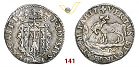 CASTRO PIER LUIGI FARNESE (1545-1547) Ottavo di Scudo o Paolo. D/ Stemma coronato R/ Unicorno immerge il suo corno nel ninfeo di Venere, facendo scapp...