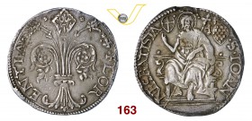 FIRENZE REPUBBLICA (1189-1532) Quinto di Scudo o Cotale, 1515 I semestre (simbolo: stemma Spini sormontato da f, Francesco di Antonio Spini) D/ Giglio...