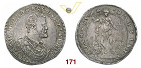 FIRENZE - COSIMO I - (1536-1574) - Piastra 1572. D/ Busto corazzato volto a d. R/ San Giovanni battista. Di Giulio 4 Ag Molto rara • Gradevole patina ...