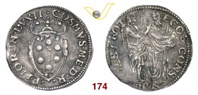 FIRENZE COSIMO I DE' MEDICI (1536-1574) Giulio s.d. D/ Stemma coronato R/ I Santi Giovanni e Cosimo. MIR 131 Ag g 3,14 • Gradevole patina BB÷SPL
