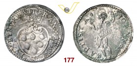 FIRENZE FRANCESCO I DE' MEDICI (1574-1587) Mezzo Giulio s.d. D/ Stemma coronato R/ San Giovanni stante con lunga croce. MIR 193 Ag g 1,49 SPL