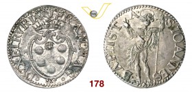 FIRENZE FRANCESCO I DE' MEDICI (1574-1587) Mezzo Giulio s.d. D/ Stemma coronato R/ San Giovanni stante con lunga croce. MIR 193 Ag g 1,46 SPL