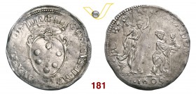 FIRENZE COSIMO II DE' MEDICI (1587-1609) Giulio 1609. D/ Stemma coronato R/ Scena dell'Annunciazione. MIR 272/1 Ag g 3,06 Molto rara • Fondi brillanti...
