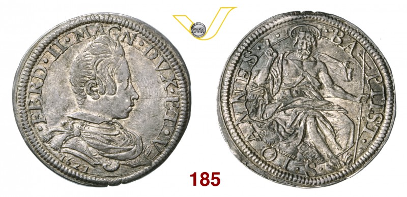 FIRENZE - FERDINANDO II - (1620-1670) - Testone 1621. D/ Busto giovanile corazza...