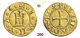GENOVA REPUBBLICA (1139-1339) Genovino di I tipo, simbolo nicchio (conchiglia) D/ Castello R/ Croce. MIR 5 Au g 3,50 • Esemplare di alta conservazione...