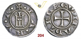 GENOVA REPUBBLICA (1139-1339) Grosso da 6 Denari. D/ Castello R/ Croce. MIR 12 Ag g 1,66 SPL