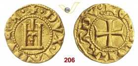 GENOVA SIMON BOCCANEGRA, Doge I (1339-1344) Quartarola, lettera A. D/ Castello R/ Croce. MIR 31 Au g 0,86 Rara q.SPL