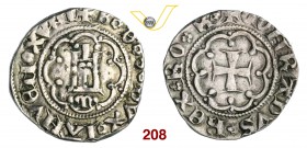 GENOVA BARNABA DI GOANO, Doge XVIII (1415) Soldino. D/ Cartello entro archi R/ Creoce entro archi. CNI 4/6 MIR 64 Ag g 1,95 Rarissima BB