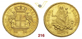 GENOVA DOGI BIENNALI, III fase (1637-1797) 48 Lire 1794 “stemma nuovo”. CNI 1 MIR 277/2 Au g 12,59 Molto rara • Fondi brillanti, quasi speculari SPL÷F...