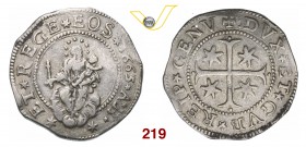 GENOVA DOGI BIENNALI, III fase (1637-1797) Mezzo Scudo stretto 1665 sigle AB CNI 5 MIR 297/15 Ag g 19,10 BB