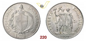 GENOVA - REPUBBLICA LIGURE - (1798-1805) - 8 Lire 1804 VII. Pag. 13 Ag Non comune q.SPLGENOVA REPUBBLICA LIGURE (1798-1805) 8 Lire 1804 VII. Pag. 13 A...