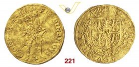GUASTALLA FERRANTE II GONZAGA (1575-1621) Ongaro s.d. D/ Il Duca stante in armatura R/ Stemma coronato e circondato da festoni. MIR 359 Au g 3,43 Di g...