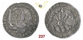 MANTOVA FERDINANDO CARLO GONZAGA/NEVERS, reggenza della madre Isabella Clara (1665-1669) Ducatone 1666. D/ Busti accollati verso d. R/ Sole che sorge ...