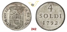 MASSA MARIA BEATRICE D'ESTE (1790-1796) 4 Soldi 1792. CNI 2 MIR 329 Mi g 1,23 q.FDC