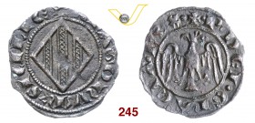 MESSINA PIETRO I e COSTANZA D'ARAGONA (1282-1285) Doppio denaro. D/ Aquila coronata R/ Stemma a losanga. Sp. 27/28 MIR 176 Mi g 0,78 Rara q.SPL