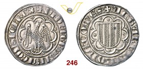 MESSINA GIACOMO D'ARAGONA (1285-1296) Pierreale. D/ Aquila ad ali spiegate entro cornice d'archi R/ Stemma aragonese entro cornice d'archi. Sp. 4 MIR ...