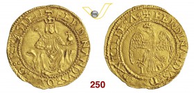 MESSINA FERDINANDO IL CATTOLICO (1479-1516) Trionfo d'oro s.d. D/ Il Re, con scettro e globo crucigero, seduto in trono, accostato da due aquile R/ Aq...