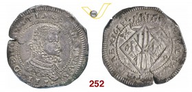 MESSINA FILIPPO III (1598-1621) Scudo 1611. D/ Busto corazzato e con gorgiera alla spagnola R/ Scudo a losanga, coronato. Sp. 3/4 MIR 343/2 Ag Rara • ...