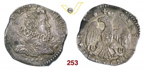 MESSINA FILIPPO IV (1621-1665) 4 Tarì (data non leggibile ma coniata tra il 1650 ed il 1654). D/ Busto corazzato con gorgiera alla spagnola R/ Aquila ...