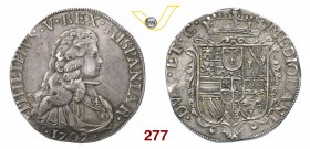 MILANO FILIPPO V DI BORBONE (1701-1713) Filippo 1702. D/ Busto corazzato R/ Stemma coronato. MIR 393/1 Ag g 27,77 Rara • Patina iridescente; bel esemp...