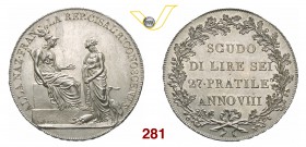 MILANO REPUBBLICA CISALPINA (1800-1802) Scudo da 6 Lire A. VIII (1800) Pag. 8 MIR 477 Ag g 23,13 FDC