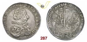 MODENA FRANCESCO I D'ESTE (1629-1658) Ducatone 1633, sigle IT. D/ Busto corazzato con gorgiera alla spagnola R/ Nave fra le onde. CNI 51/52 MIR 758/4 ...