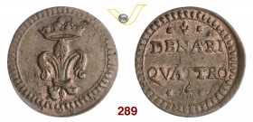MODENA ERCOLE III D'ESTE (1780-1796) Sesino o 4 Denari s.d. D/ Grande giglio coronato R/ Valore su due righe. CNI 65 MIR 868 Cu g 1,24 SPL