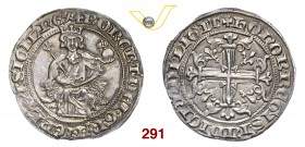 NAPOLI ROBERTO D'ANGIO' (1309-1343) Gigliato. D/ Il Re, coronato, con scettro e globo crucigero, seduto in trono accantonato da due leoni R/ Croce fog...
