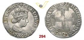 NAPOLI FERDINANDO I D'ARAGONA (1458-1494) Coronato. D/ Croce potente R/ Busto coronato. MIR 67 Ag g 3,94 q.SPL