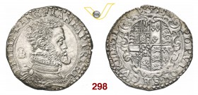 NAPOLI FILIPPO II (1556-1598) Mezzo Ducato s.d. D/ Busto corazzato R/ Stemma coronato. MIR 160 Ag g 14,89 SPL
