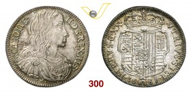 NAPOLI CARLO II (1674-1700) Tarì 1689. MIR 299/2 Ag g 5,10 • Bella patina SPL/FDC