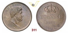 NAPOLI FERDINANDO II DI BORBONE (1830-1859) 10 Tornesi 1839. Pag. 334 MIR 519 Cu g 31,81 SPL÷FDC