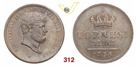 NAPOLI FERDINANDO II DI BORBONE (1830-1859) 10 Tornesi 1856. Pag. 350 MIR 521/5 Cu g 31,18 SPL/q.FDC