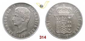 NAPOLI FRANCESCO II DI BORBONE (1859-1860) 120 Grana o Piastra 1859. Pag. 481 Ag • In slab PCGS AU58 SPL