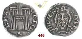 LUCCA REPUBBLICA (1209-1316) Grosso minore, 1270-1316, con la E quadrata al D/. D/ Monogramma di Ottone R/ Il Volto Santo a mezzo busto frontale. MIR ...