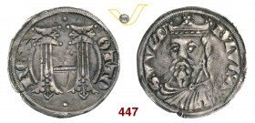 LUCCA REPUBBLICA (1209-1316) Grosso da 2 Soldi o Grossone, 1270-1316. D/ Monogramma di Ottone R/ Busto coronato del Volto Santo, di 3/4 a s. CNI 9/10 ...