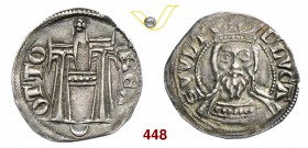 LUCCA REPUBBLICA (1209-1316) Grosso minore, 1270-1316, con la E rotonda al D/. D/ Monogramma di Ottone R/ Il Volto Santo a mezzo busto frontale. CNI 1...
