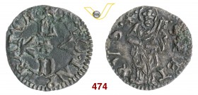 LUCCA REPUBBLICA (1369-1799) Albulo, dopo il 1450. D/ LVCA a croce R/ San Pietro stante con chiavi, benedicente. CNI - MIR - Bellesia - Mi g 0,62 Rara...
