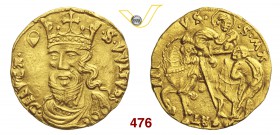 LUCCA REPUBBLICA (1369-1799) Fiorino, dopo il 1450, armetta Fondora. D/ Il Volto Santo, coronato, di 3/4 a s. R/ San Martino a cavallo divide il mante...