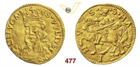 LUCCA REPUBBLICA (1369-1799) Ducato, dopo il 1450, armetta Balbani. D/ Il Volto Santo, coronato, di 3/4 a s. R/ San Martino a cavallo divide il mantel...